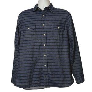 Taylor Stitch Blue and Black Striped Casual Button Down Shirt